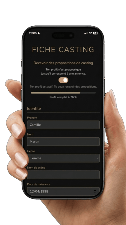 La fiche casting d'IACTEUR sur un iPhone