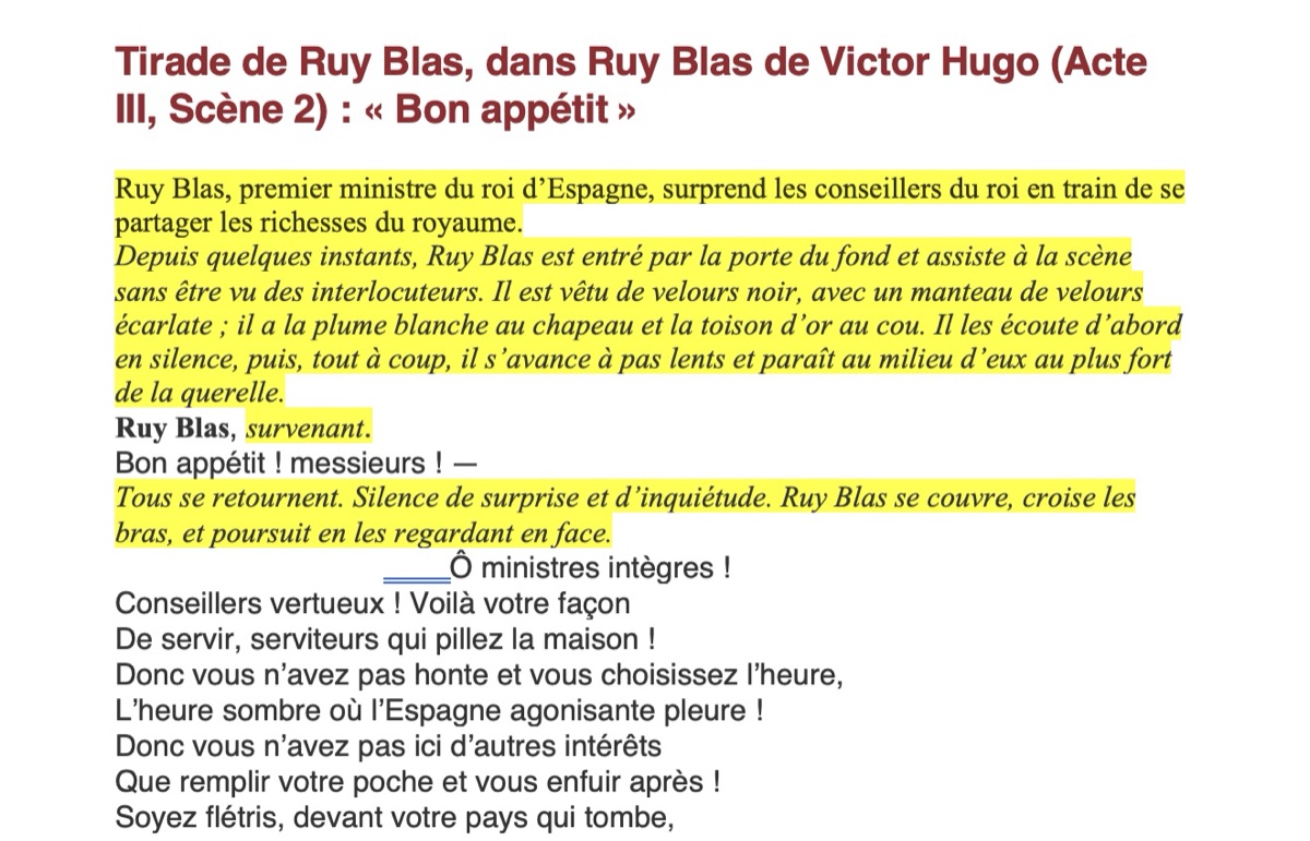 Ruy Blas de Victor Hugo